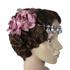 Tocado 20's con pedrería y flor 2