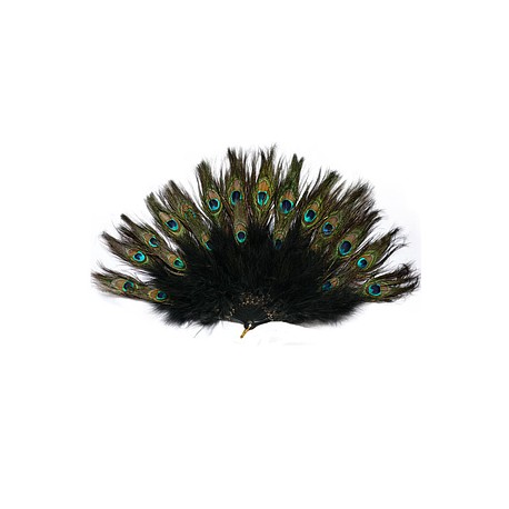 Abanico de plumas de pavo real