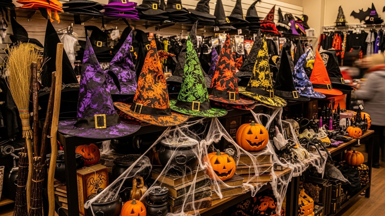 Disfraces de halloween, sombreros de bruja y accesorios